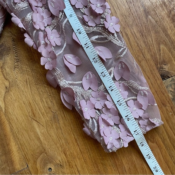 Carmen Marc Valvo Infusion 3D Floral Dusty Pink Evening Gown Maxi Dress size 2 - Picture 12 of 13